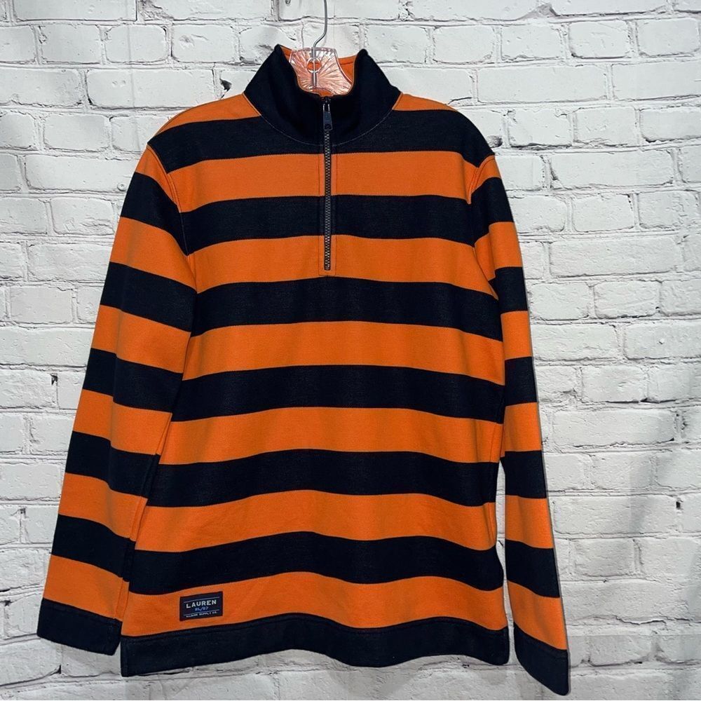Ralph Lauren Orange and Black Striped Sweatshirt